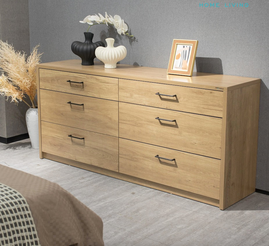 Platsa 6 drawer chest, Grey Oak